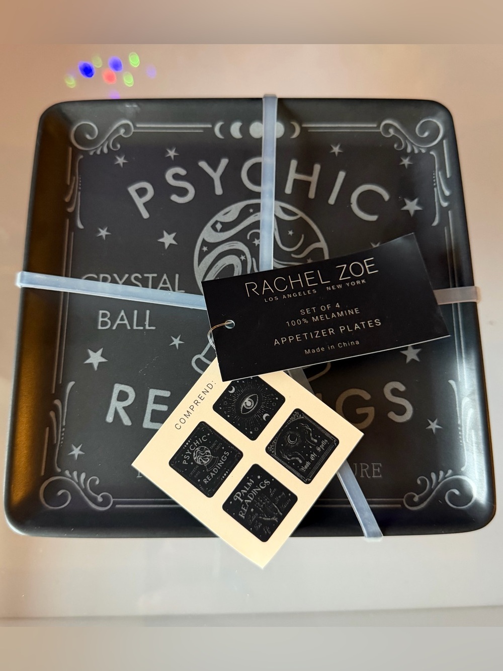 Rachel Zoe Melamine Halloween psychic tarot witchy readings evil eye plates